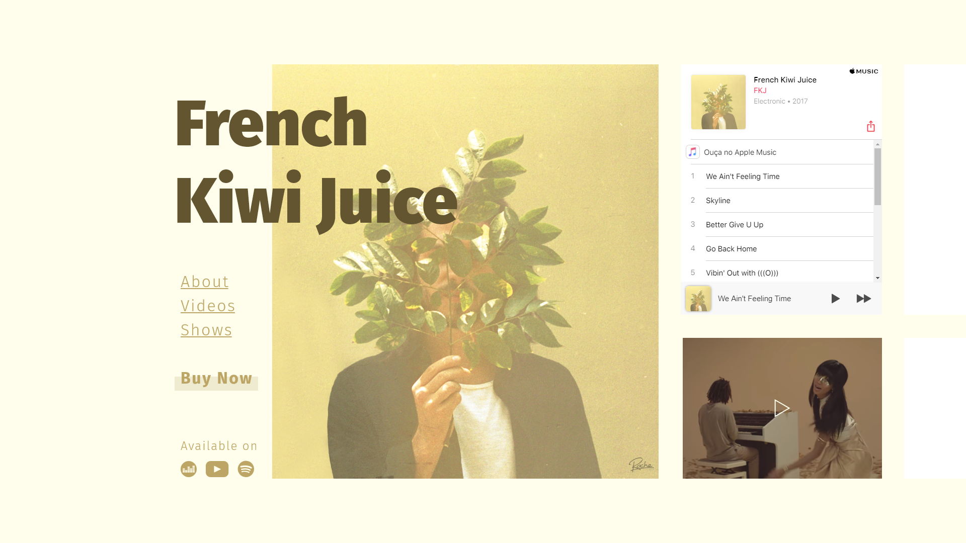 Landing page de um álbum de música