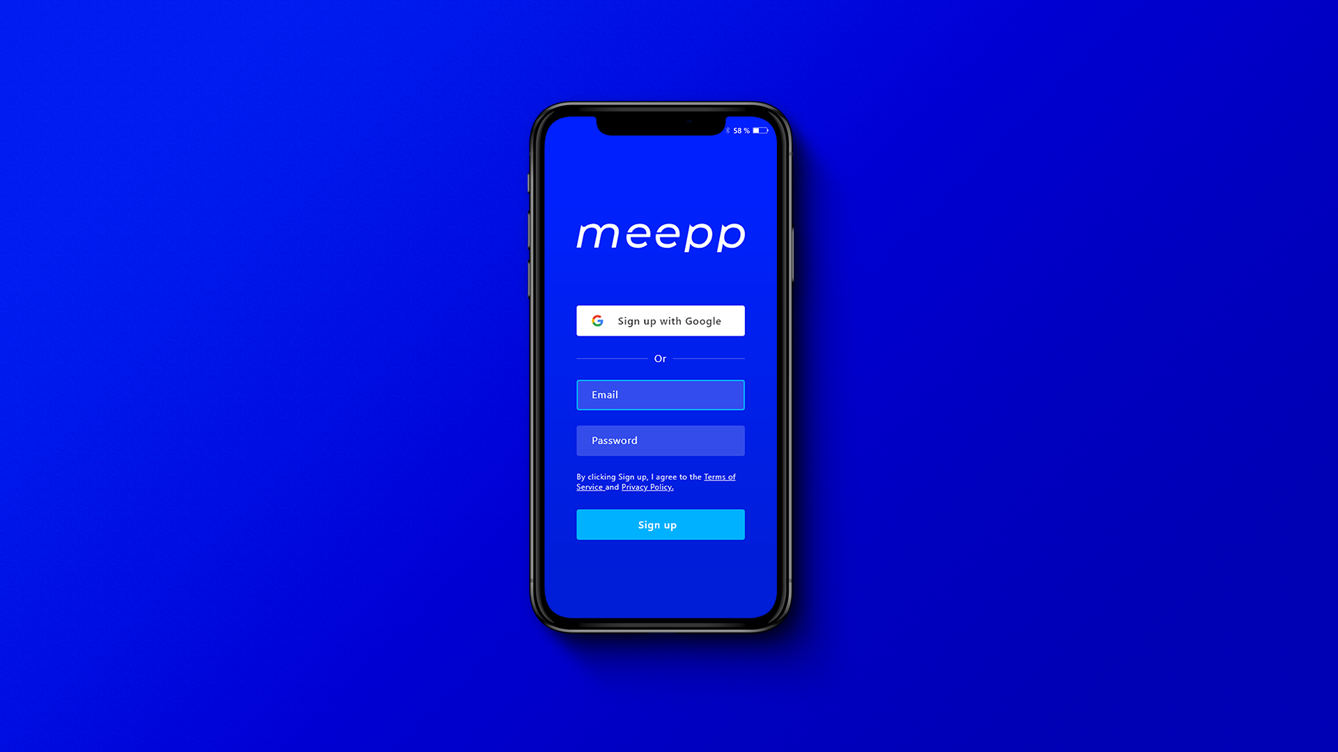 Tela de login de um aplicativo