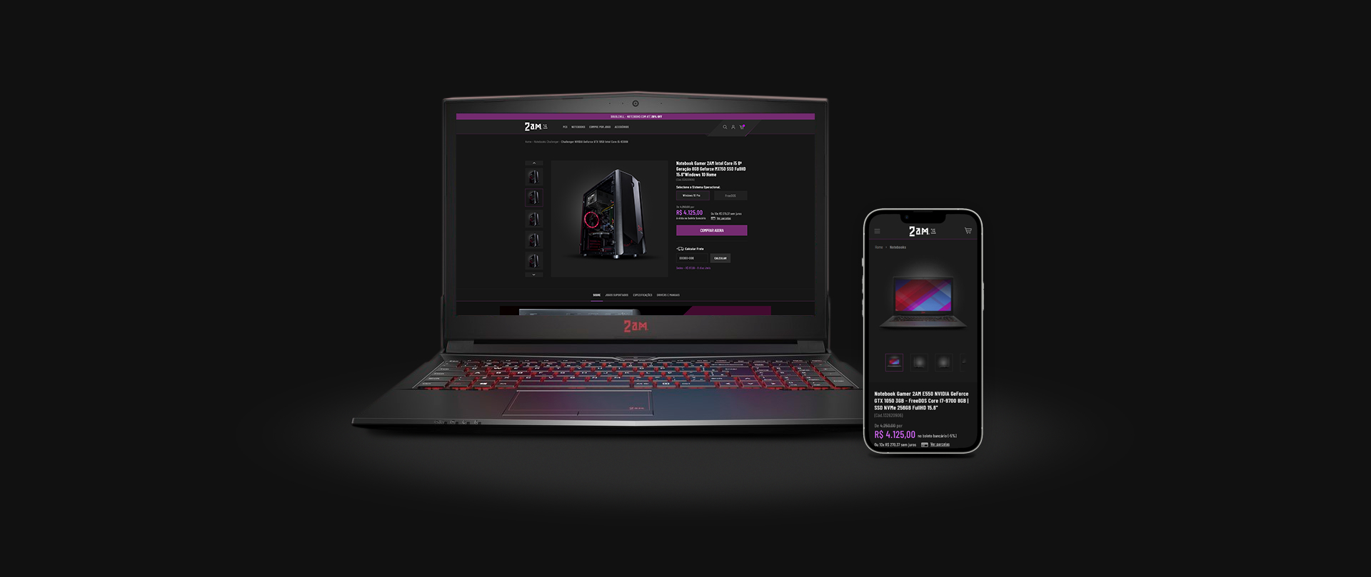 Mockup com o site aplicado